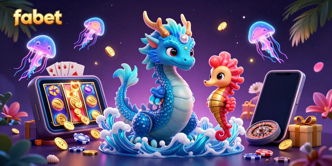 Experience fun gaming adventures at fabet with a dazzling azurite dragon and vibrant casino elements.