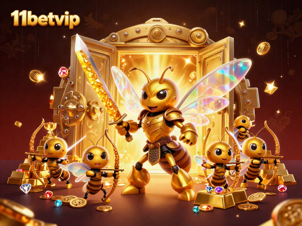 Experience exhilarating gaming at 11betvip with golden treasures and dynamic characters in a vibrant atmosphere.