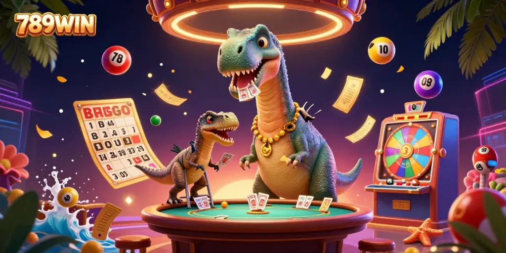 Experience 789WIN's online casino excitement with playful dinosaurs in dynamic action.