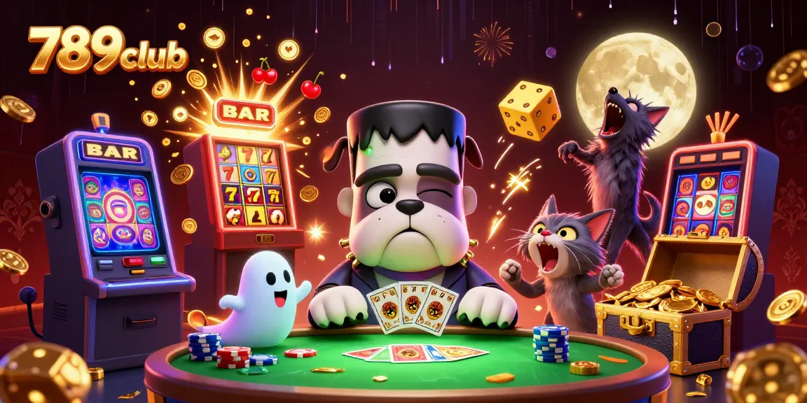 Experience thrilling gameplay at 789club with a lively casino scene featuring unique characters and dynamic casino elements.