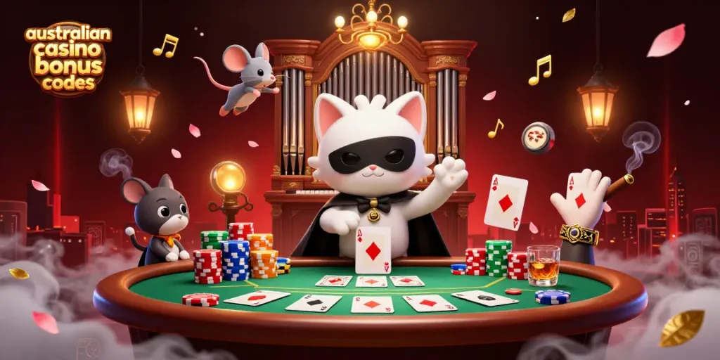 Spin the exciting australian casino bonus codes scene with a masked cat at a grand pipe organ!