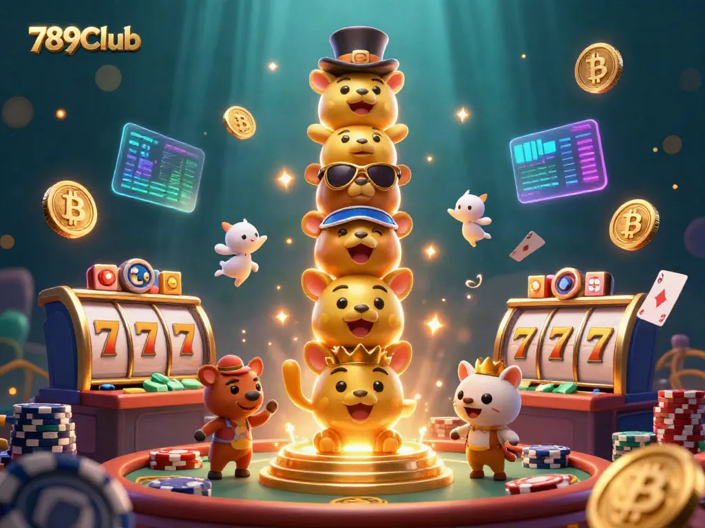 Engage with 789Club's vibrant casino world featuring dynamic game elements and a golden totem pole.