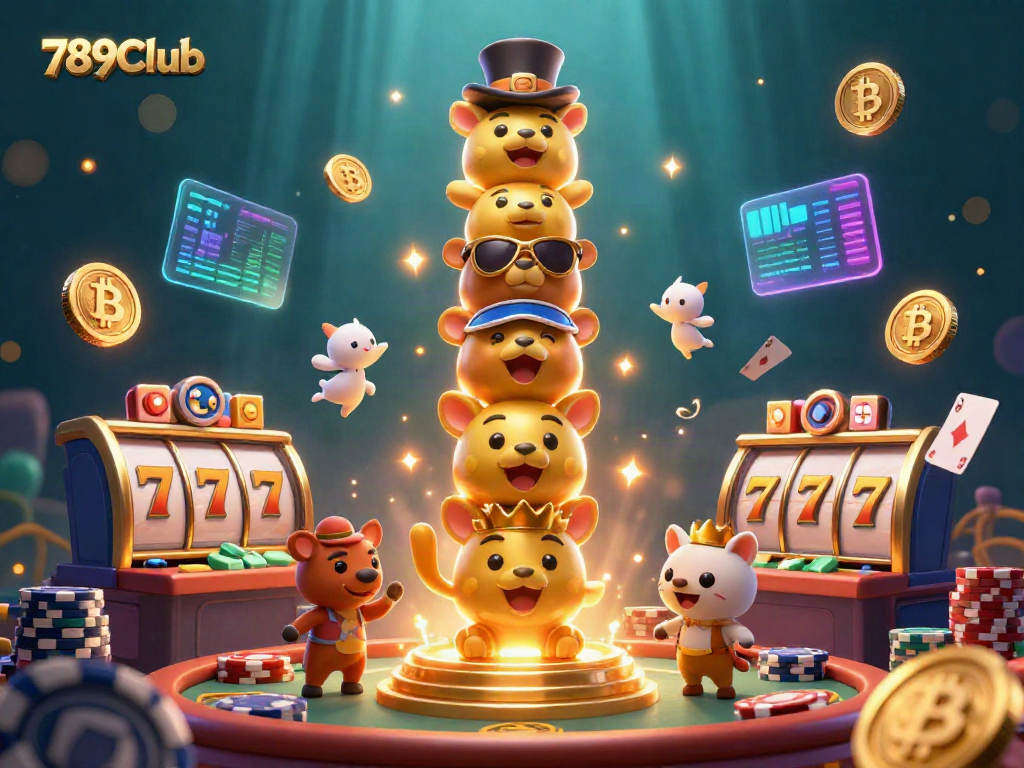 Engage with 789Club's vibrant casino world featuring dynamic game elements and a golden totem pole.