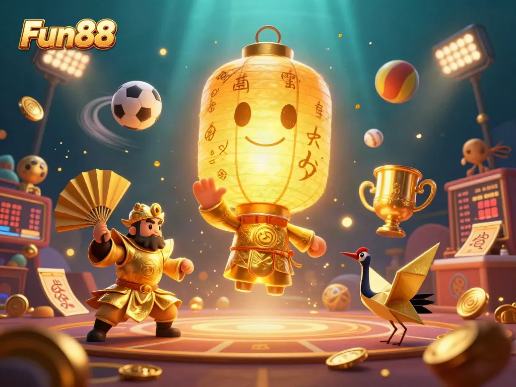 Engage in thrilling gameplay with Fun88, showcasing a vibrant casino scene filled with dynamic sports elements.