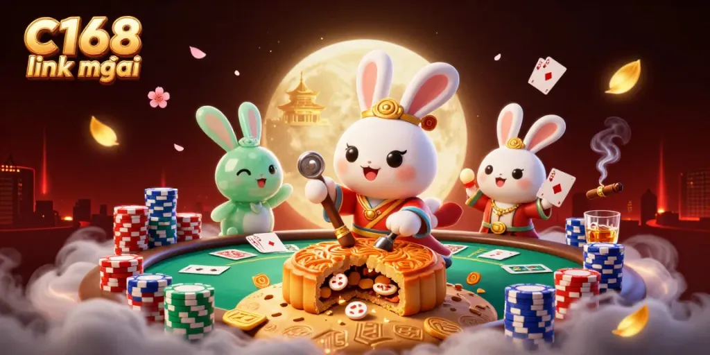 Engage with c168 link mới at this vibrant 3D casino scene showcasing a poker action.