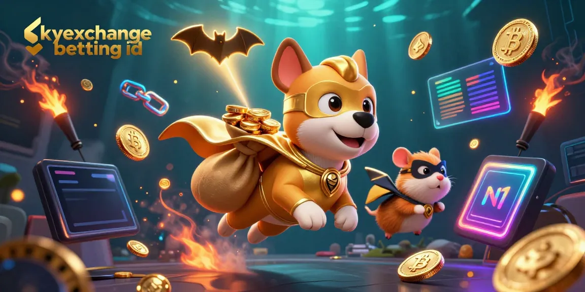 Place your first bet with skyexchange betting id showcased in a vibrant 3D gaming illustration.