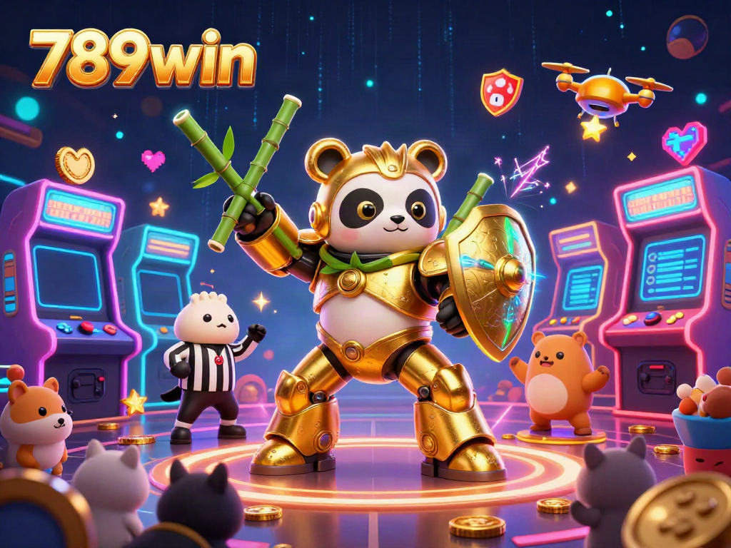 Engage in thrilling gameplay with 789win, showcasing an exciting casino scene filled with vibrant arcade elements and character action.