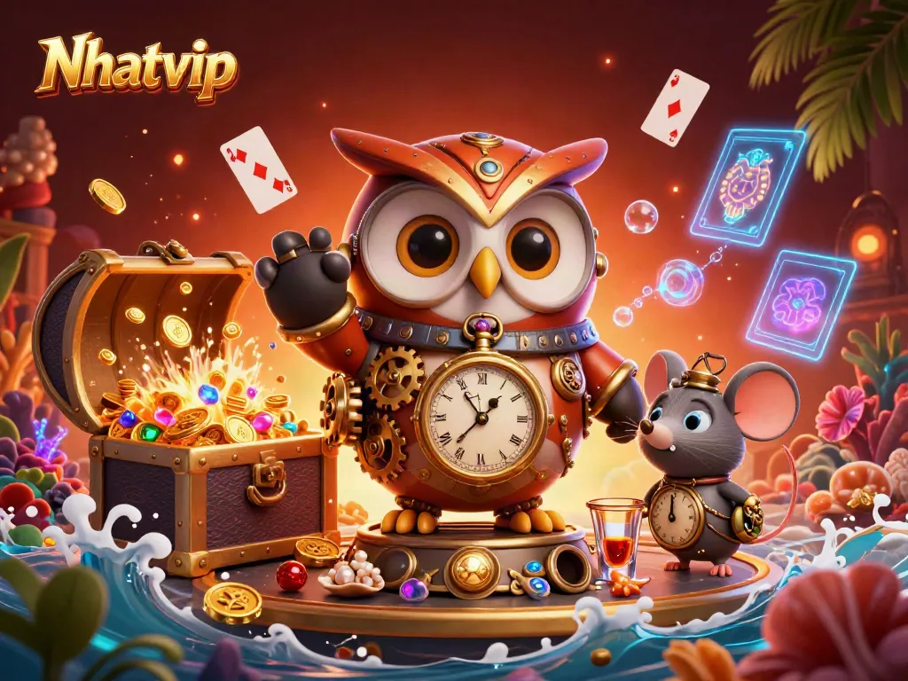 Nhatvip brings excitement to life with dynamic casino action featuring steampunk characters and vibrant game elements