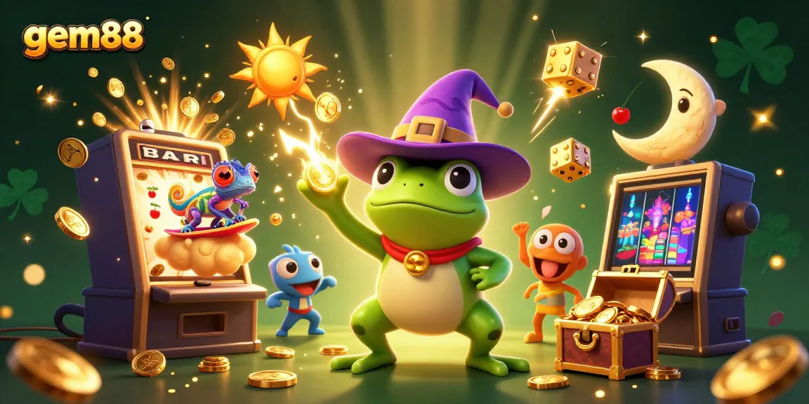 Experience exciting gameplay with gem88's vibrant casino illustration featuring a jackpot explosion.