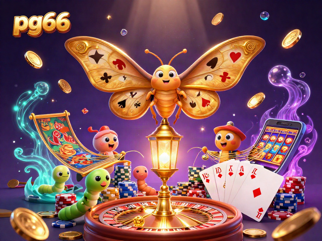 pg66 delivers vibrant casino scenes with golden moths and dynamic game elements